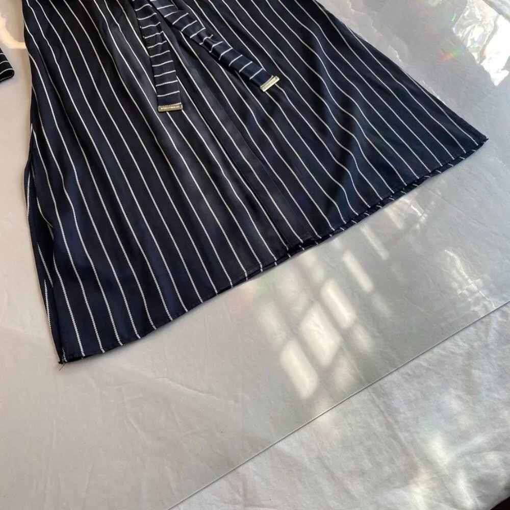 Tommy Hilfiger Belted Striped Shirt Dress Long Sleeve Navy Size 4 - Picture 10 of 16